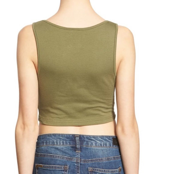 BP Brunt Olive Scoop Tank Crop Top - Picture 2 of 8
